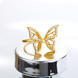Shiny Jewellery Butterfly Rings Crystal Adjustable Open Cuff Rings