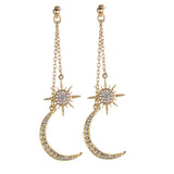 Shiny Jewellery Bohemian Earrings Retro Fashion Sun Moon  Exaggerated Long Pendant Crystal