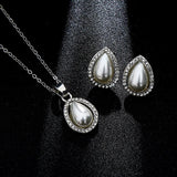 Shiny Jewellery New Fashion Classic Imitation Pearl Earring Necklace Sets Stainless Steel