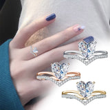Shiny Jewellery Crystal Heart Design Hot Sale Rings For Women