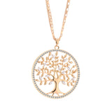 Shiny Jewellery Tree Of Life Necklace Pendant   Round Geometric Double Layer Chain Copper