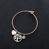 Rose Gold Bangles for Women Stainless Steel Jewelry Heart Tree of Life - Vico Rena