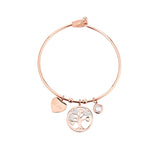 Rose Gold Bangles for Women Stainless Steel Jewelry Heart Tree of Life - Vico Rena