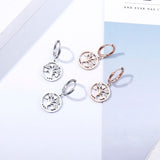 Shiny Jewellery Small Hoop for Women Accessories Tree Of Life Earrings Stainless Steel