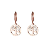 Shiny Jewellery Small Hoop for Women Accessories Tree Of Life Earrings Stainless Steel