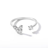 Shiny Jewellery Butterfly Rings Crystal Open Adjustable Finger Rings