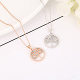 Silvery Round Tree of Life Pendant Necklaces for Women - Vico Rena