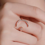 Shiny Jewellery Fashion Cute Elegant Feather Adjustable Crystal Ring