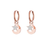 Shiny Jewellery Star Moon Earrings for Women Stainless Steel Small Circle Ear Hoops Earrings