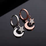 Shiny Jewellery Star Moon Earrings for Women Stainless Steel Small Circle Ear Hoops Earrings