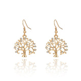 Shiny Jewellery Tree Of Life Earrings Drop for Women Gold Silver Plated Crystal