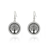 Shiny Jewellery Tree Of Life Earrings For Women Gift Crystal Round Drop Earring Copper