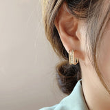 Trend Contrasted Geometric C Shape Dangle Earrings Gold Color - Vico Rena