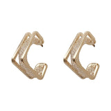 Shiny Jewellery Trend Contrasted Geometric C Shape Dangle Earrings Crystal