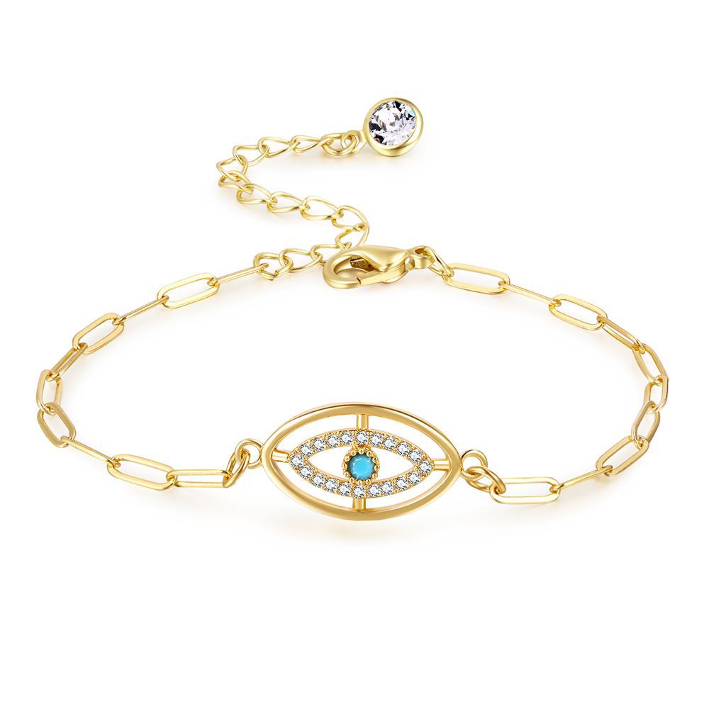 Shiny Jewellery Evil Eye Bracelet For Women Blue Eye Gold Chain Bracelet