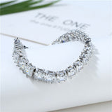 Shiny Jewellery White Square Crystal Bracelet for Women Silver Color Jewellery