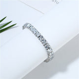 Shiny Jewellery White Square Crystal Bracelet for Women Silver Color Jewellery