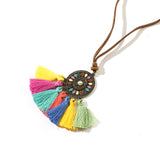 Shiny Jewellery Vintage Boho Gypsy Ethinic Tassel Pendant Bohemian Necklace for Women Alloy