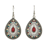 Shiny Jewellery Indian Earrings Ethnic Hollow Water Drop Dangle Earrings Hanging Alloy