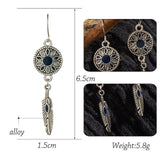 Shiny Jewellery Vintage Ethnic Oil Drop Leaf Dangle Hanging Bohemian Earrings for Women Alloy