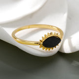 Shiny Jewellery Evil Eye Rings For Women Stainless Steel Gold Sliver Color Black Opal