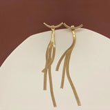 Vintage Gold Silver Color Bar Long Thread Tassel Drop Earrings for Women - Vico Rena