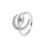 Shiny Jewellery Vintage Rings for Women Moon Evil Eye Ring Crystal
