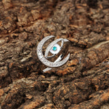 Shiny Jewellery Vintage Rings for Women Moon Evil Eye Ring Crystal