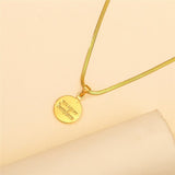 Vintage Round Engraving Necklace For Women Stainless Steel - Vico Rena