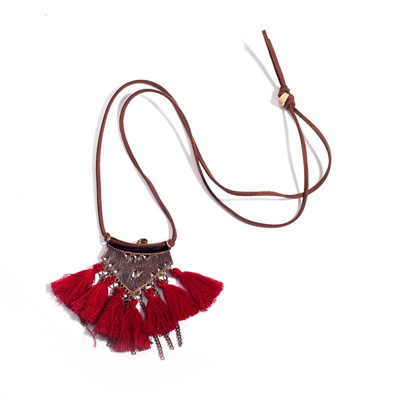 Women Boho Ethnic Tassel Choker Pendant Necklace - Vico Rena