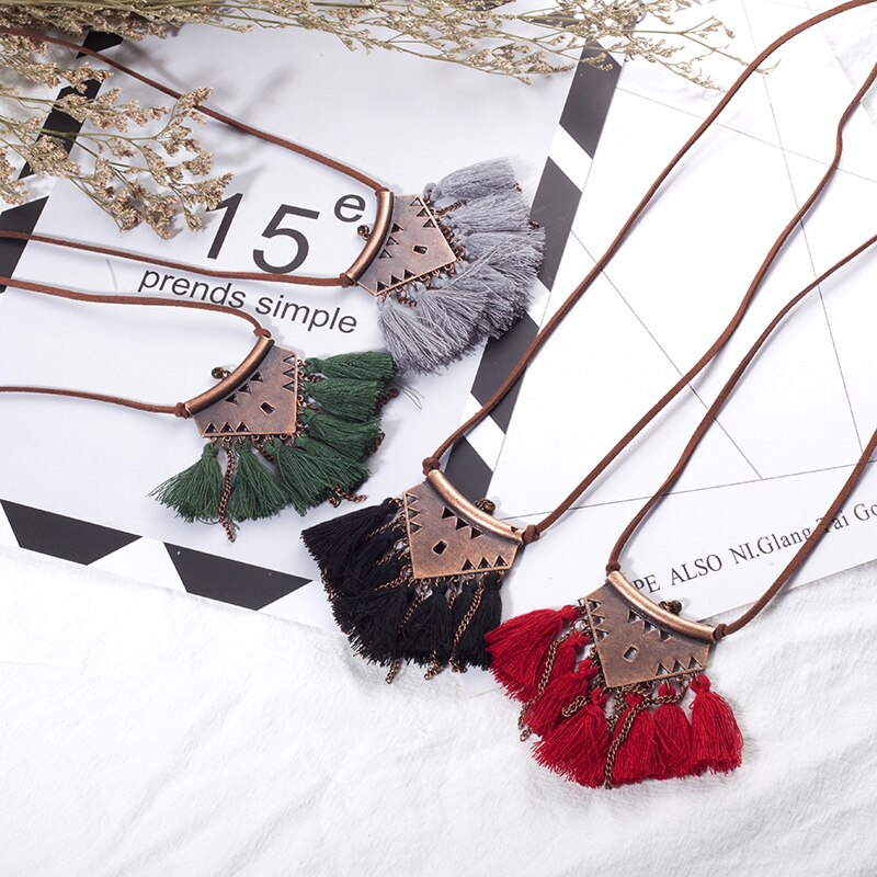 Women Boho Ethnic Tassel Choker Pendant Necklace - Vico Rena