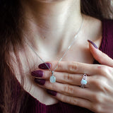 Shiny Jewellery Women's Opal Jewelry Pendant Earrings Ring Necklace Sets Crystal