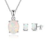 Shiny Jewellery Women's Opal Jewelry Pendant Earrings Ring Necklace Sets Crystal