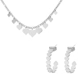 Stainless Steel Jewelry Multi Heart Necklace Sets Earrings Bracelet Ring - Vico Rena