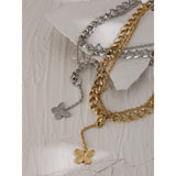 Butterfly Pendant Necklace Trendy Metal Chain Double - Vico Rena