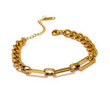 Shiny Jewellery Stainless Steel Bracelet Gold Color Texture Chain Trendy Bracelet