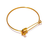 Unique Pin Metal Bangle Bracelet Steel Gold Color - Vico Rena