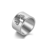 Shiny Jewellery Tree Of Life Rings For Women 14mm Wide Wisdom Tree Stainless Steel
