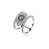 Shiny Jewellery Crystal Blue Evil Eye Rings for Women