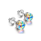 Shiny Jewellery Colorful crystal Ball Ear Jewelry 6/8mm Women Girls Simple