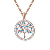 Shiny Jewellery Silvery Round Tree Of Life Necklaces Pendant for Women Copper